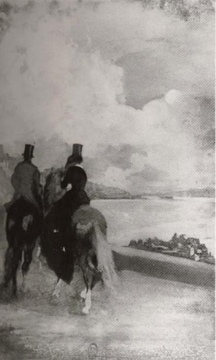  Two figures on the horseback